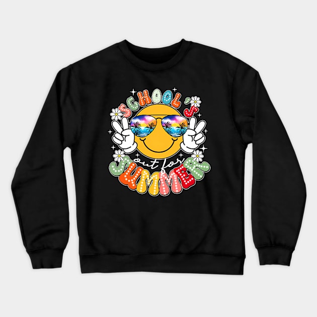 School's Out For Summer Cute Smile Face Last-Day Of School Crewneck Sweatshirt by Tater's 